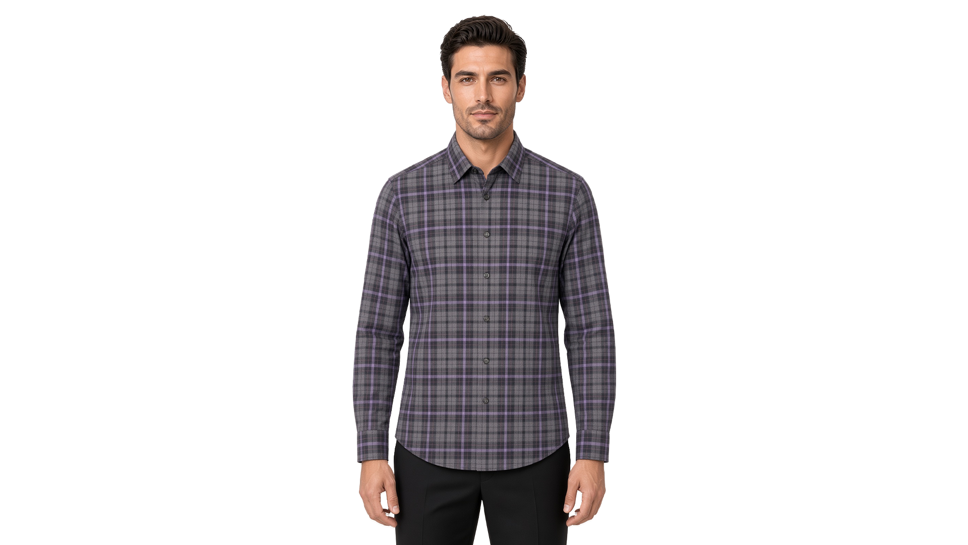 Men's Purple Plaid Flannel Casual Shirt
