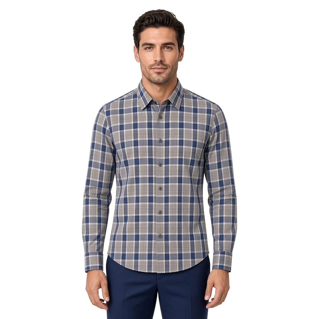 Men's Brown Plaid Flannel Casual Shirt