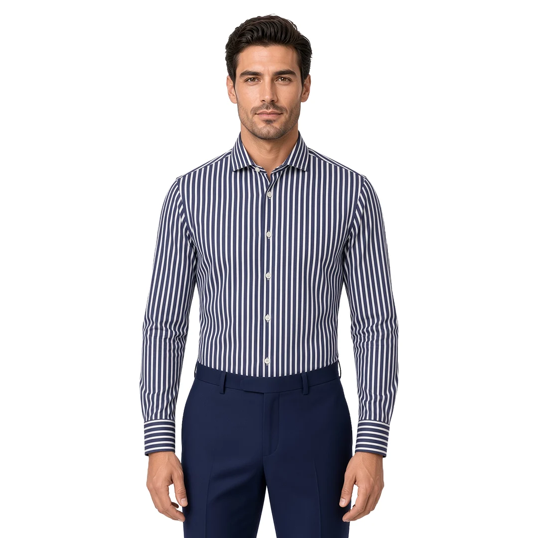 Men's Blue Striped Dress Shirt