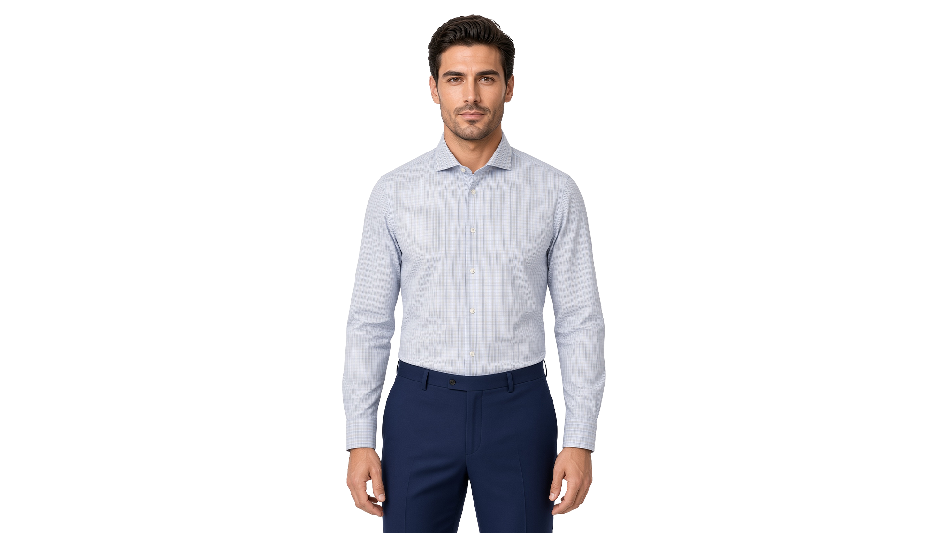 Men's Blue Checked Dress Shirt