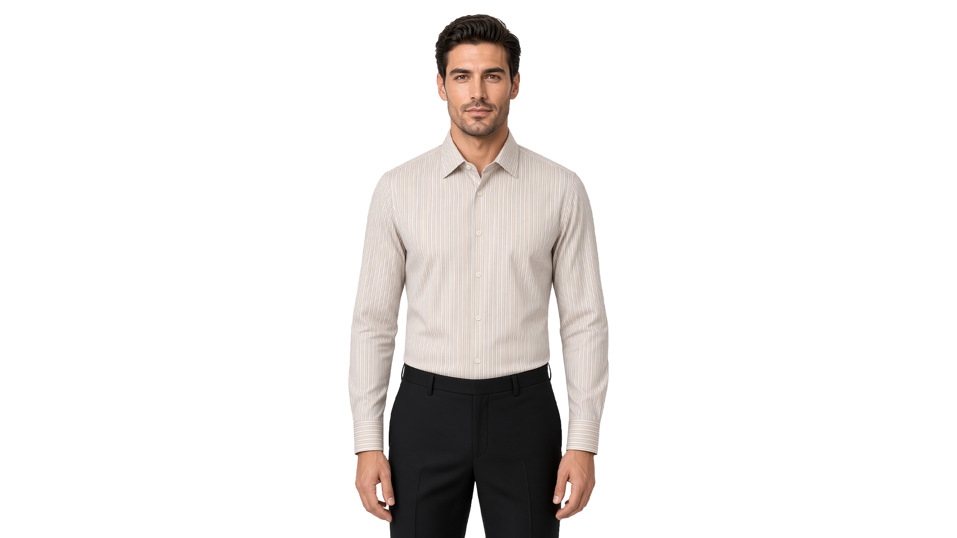 Men's Brown Striped Dress Shirt
