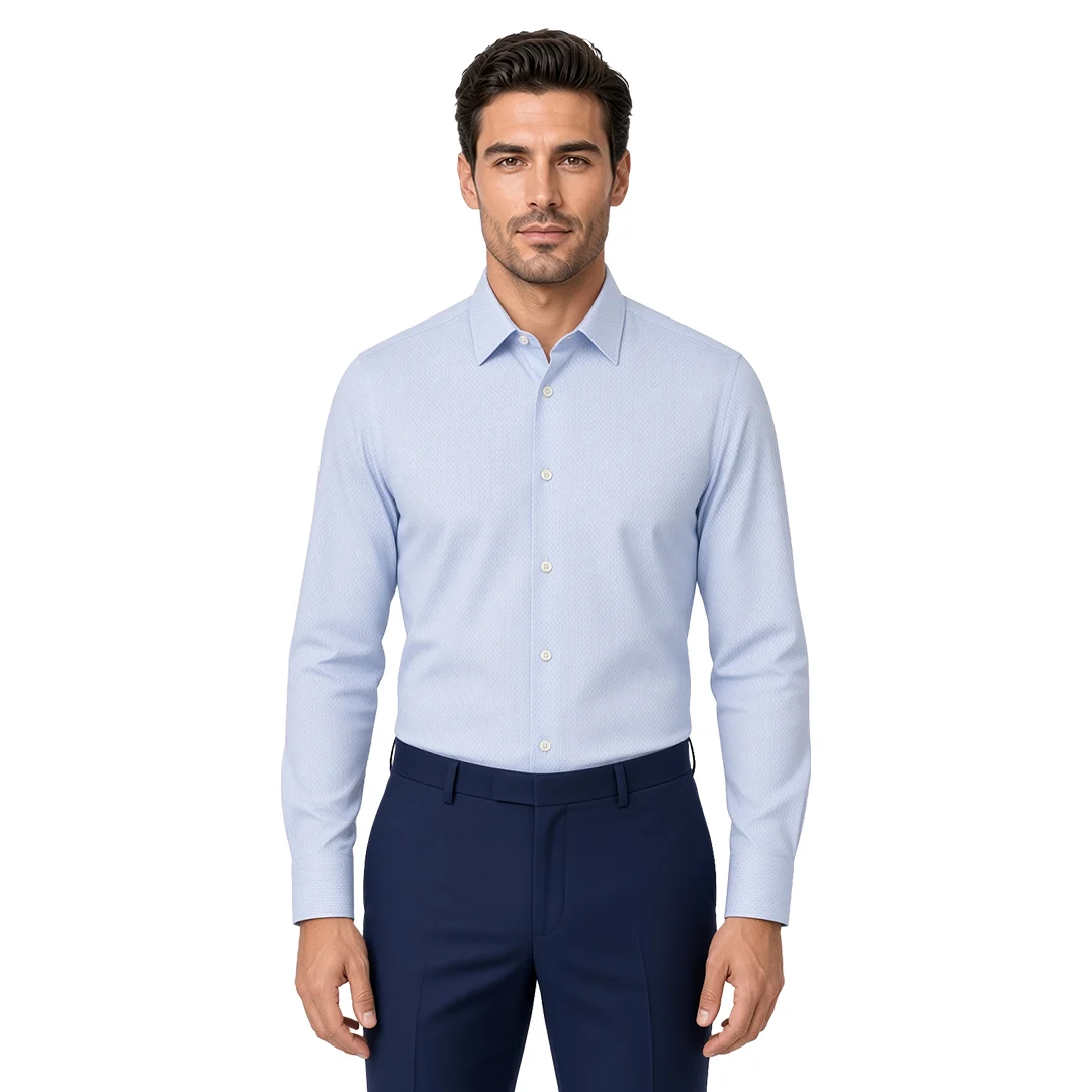 Men's Blue Geometric Dress Shirt