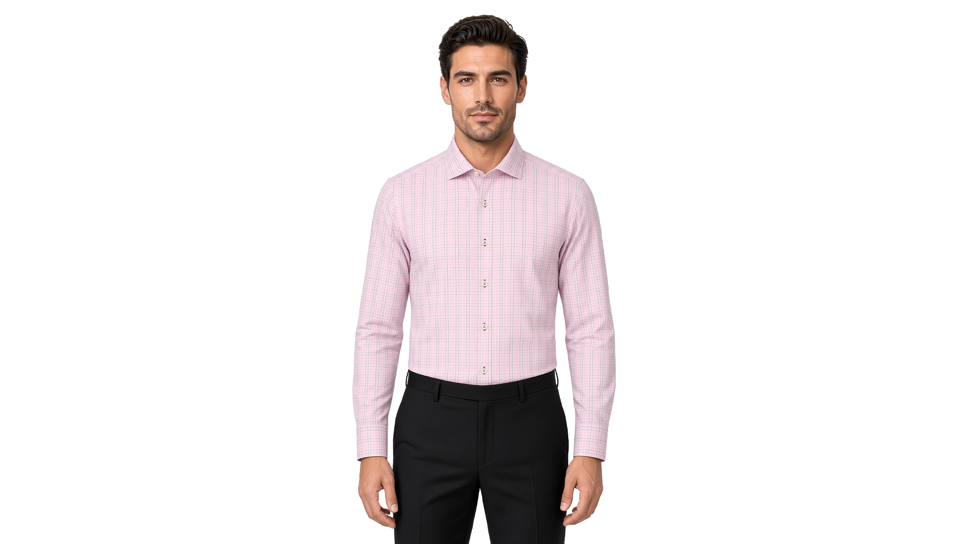 Men's Pink Checked Dress Shirt