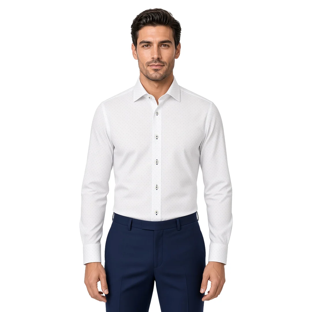 Men's White Dotted Dress Shirt