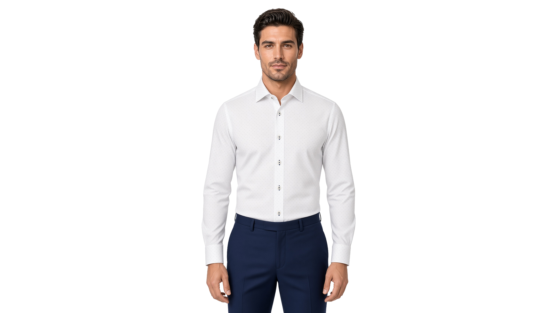 Men's White Dotted Dress Shirt