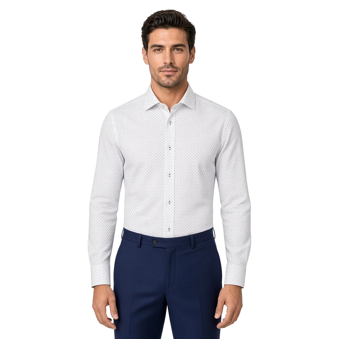 Men's Blue Dotted Dress Shirt