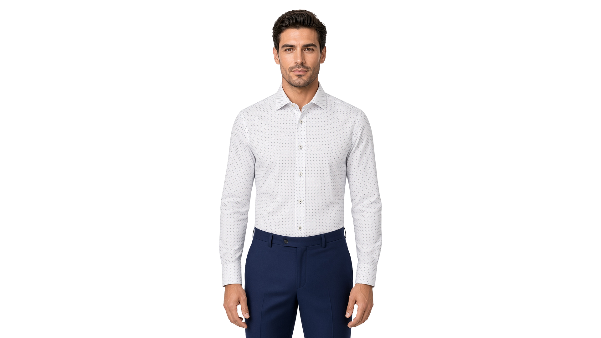 Men's Blue Dotted Dress Shirt