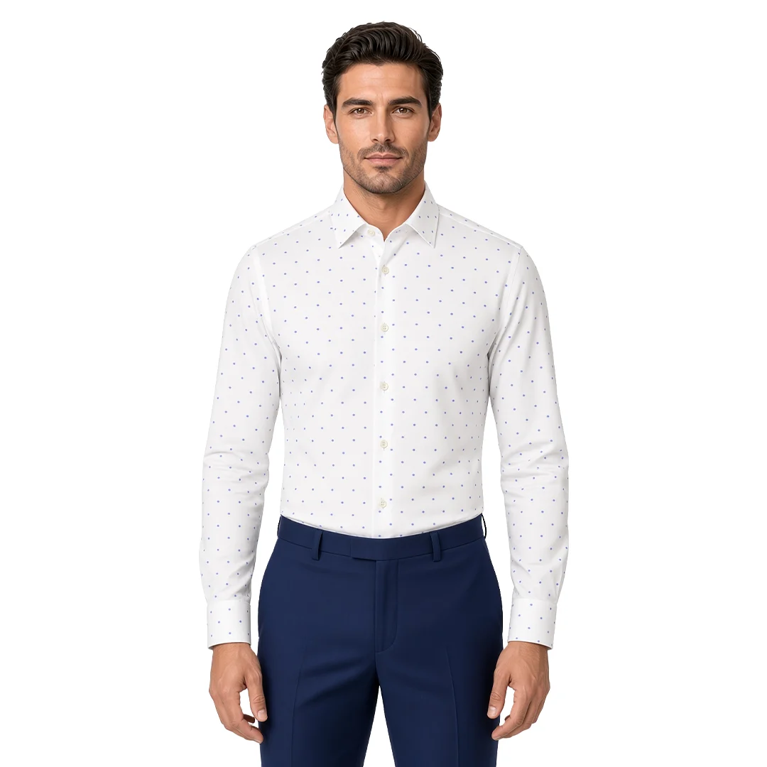Men's White Dotted Dress Shirt