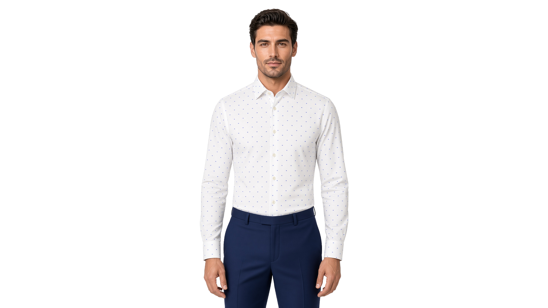 Men's White Dotted Dress Shirt