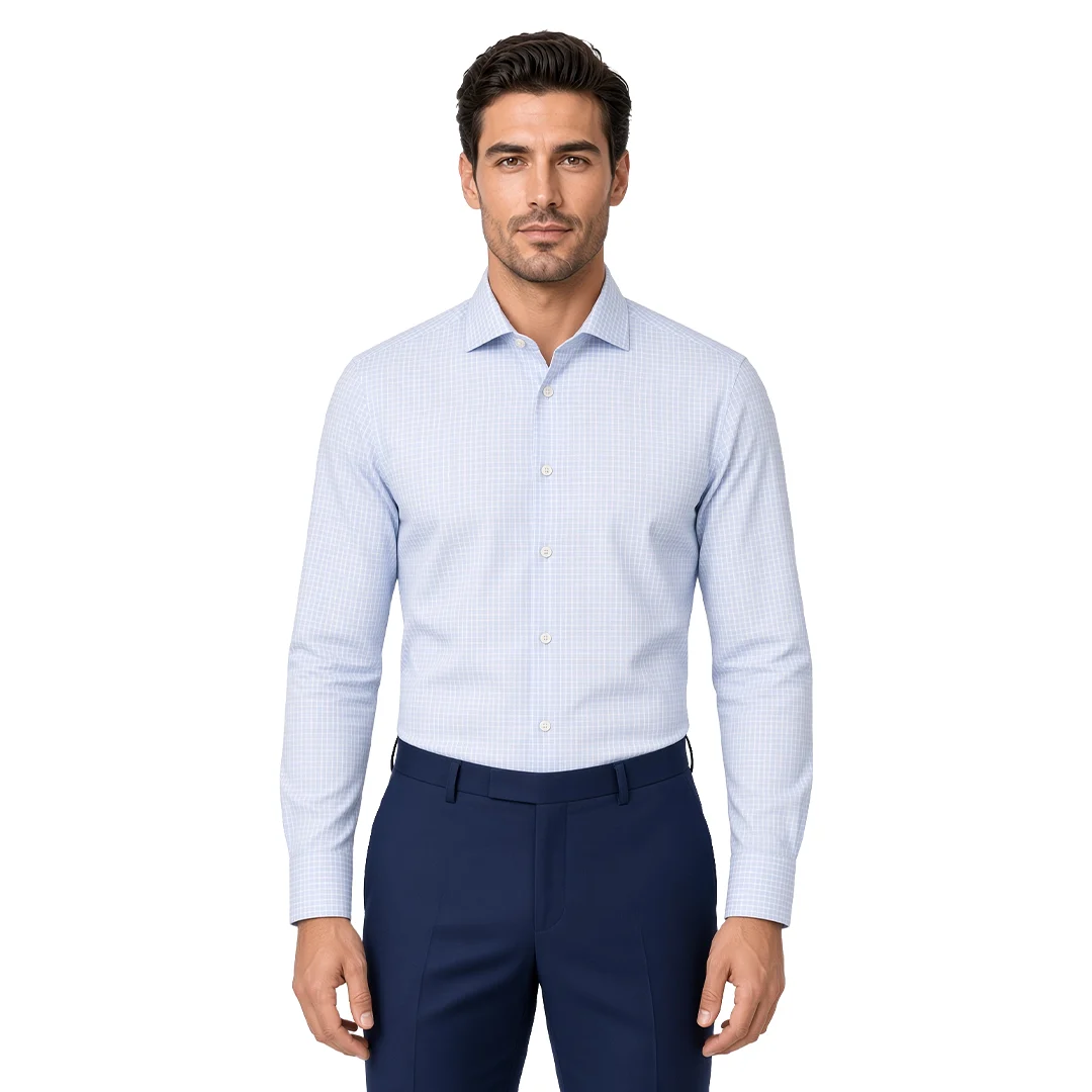 Men's Blue Checked Dress Shirt