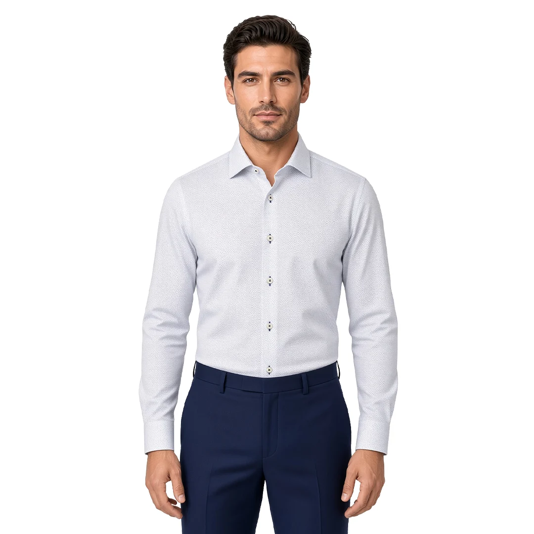 Men's Blue Dotted Dress Shirt