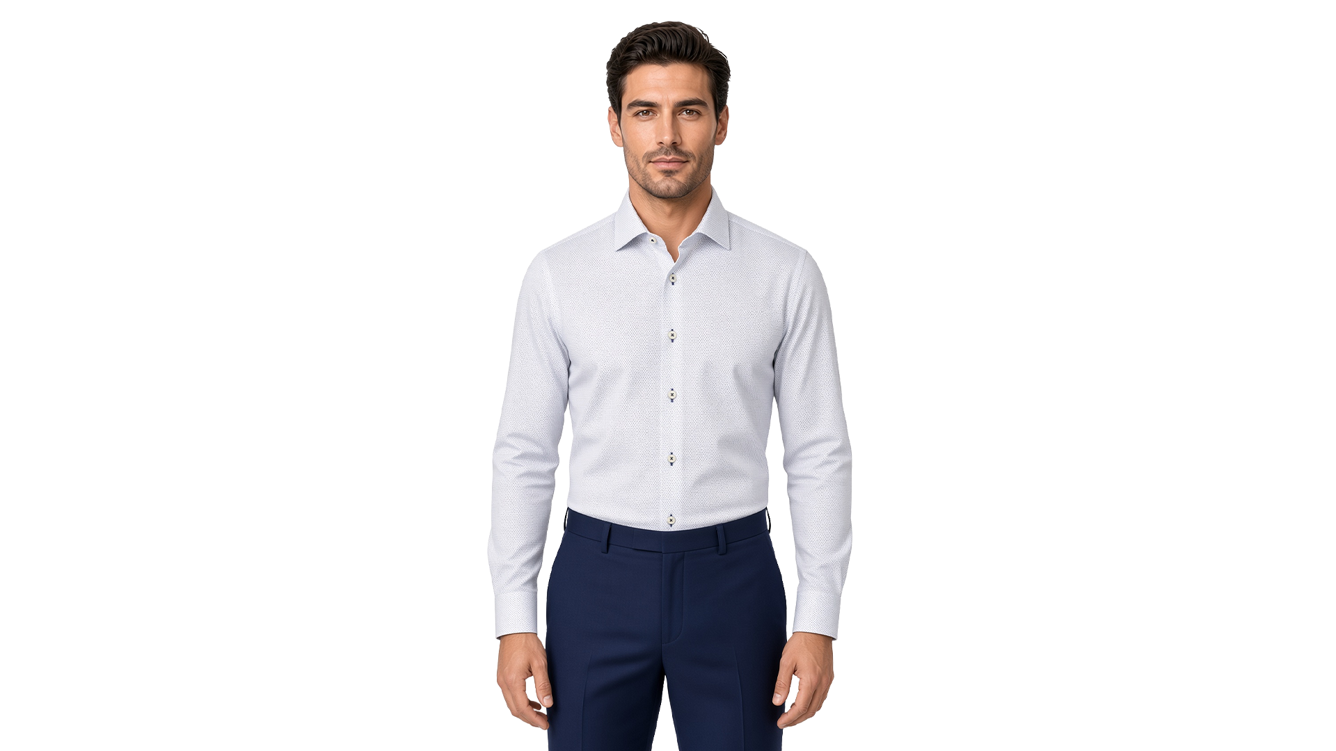 Men's Blue Dotted Dress Shirt