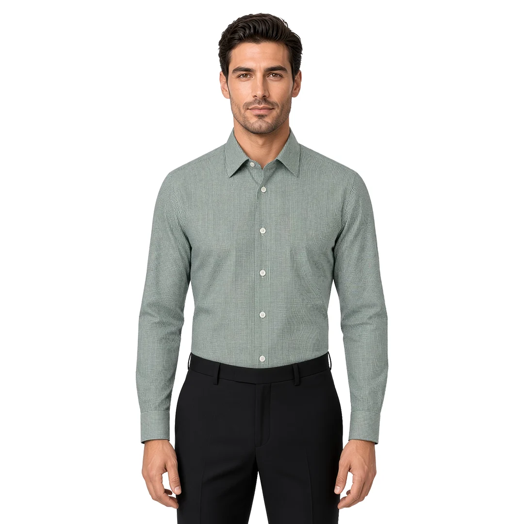 Men's Green Checked Dress Shirt