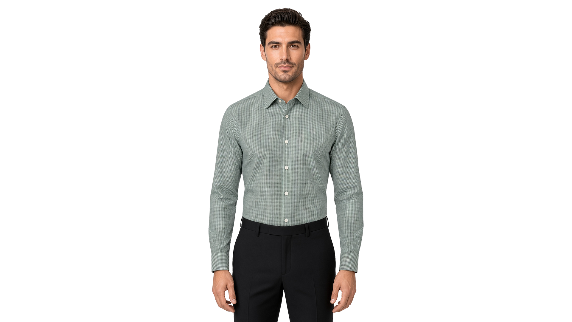 Men's Green Checked Dress Shirt